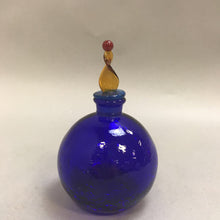 Load image into Gallery viewer, Cobalt Blue Art Glass Perfume Bottle (5.5&quot; x 3&quot;)
