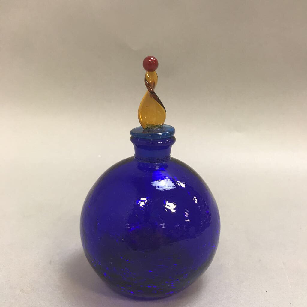 Cobalt Blue Art Glass Perfume Bottle (5.5