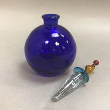 Load image into Gallery viewer, Cobalt Blue Art Glass Perfume Bottle (5.5&quot; x 3&quot;)
