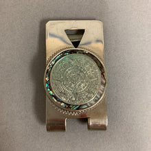 Load image into Gallery viewer, Sterling Abalone Aztec Calendar Money Clip Made in Mexico (As-Is)
