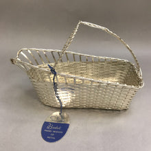 Load image into Gallery viewer, Vintage Hand Woven Silverplated Wine Pouring Basket Very Nice Condition With Tag (4x10)
