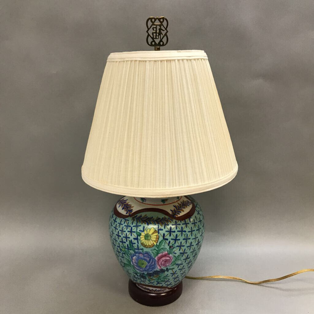 Chinoiserie Accent Lamp, Blue/Green/Floral Pattern (21