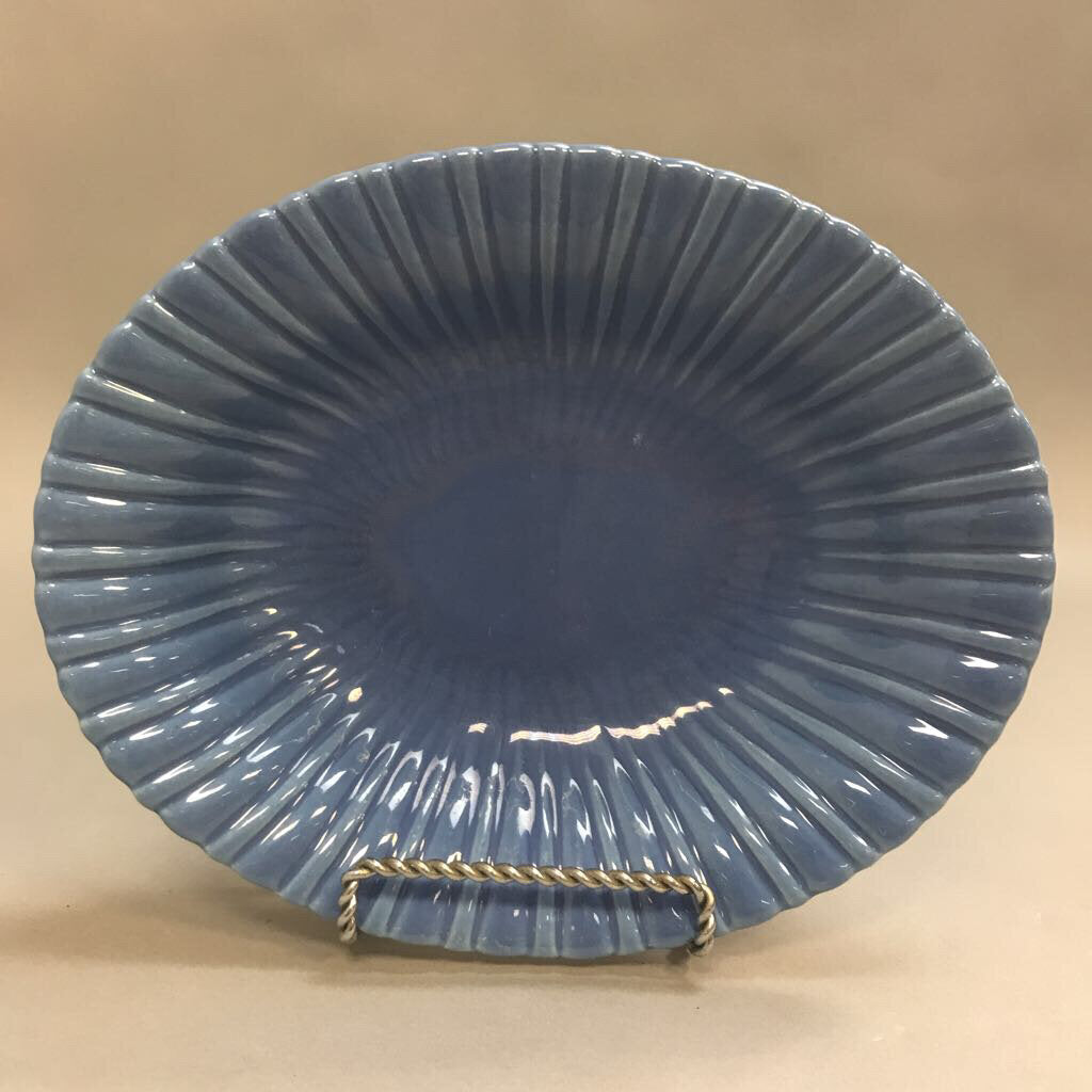 Vintage Stangl Pottery Scalloped Edge Blue Serving Bowl (2x9x7)