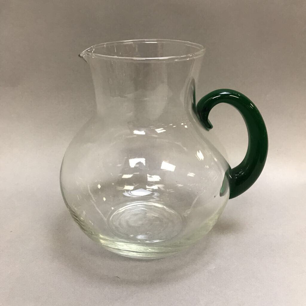 Clear & Green Glass Pitcher (7
