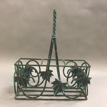 Load image into Gallery viewer, Green Metal Leaf Motif Basket (14x12x4)
