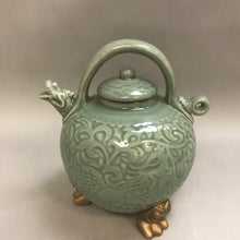 Load image into Gallery viewer, Green Glazed Pottery Tea Pot Dragon (11&quot; x 9&quot;)
