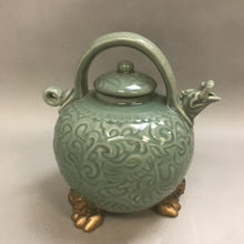 Load image into Gallery viewer, Green Glazed Pottery Tea Pot Dragon (11&quot; x 9&quot;)
