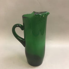 Load image into Gallery viewer, Vintage Green Art Glass Tall Pitcher (11&quot;)
