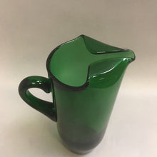 Load image into Gallery viewer, Vintage Green Art Glass Tall Pitcher (11&quot;)
