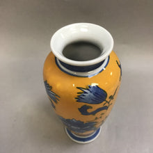 Load image into Gallery viewer, Asian Blue &amp; Yellow Ceramic Vase (8&quot;)
