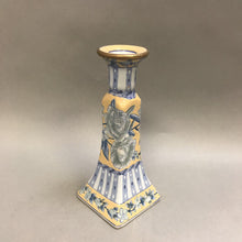 Load image into Gallery viewer, Asian Blue &amp; Yellow Ceramic Candle Holder (9&quot;)
