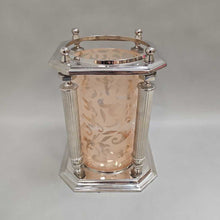 Load image into Gallery viewer, Silverplate &amp; Glass Hurricane Candle Holder (~10x7x7)
