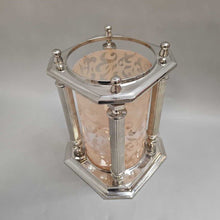 Load image into Gallery viewer, Silverplate &amp; Glass Hurricane Candle Holder (~10x7x7)
