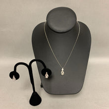 Load image into Gallery viewer, 14K White Gold Diamond 15&quot; Necklace &amp; Screw Back Earrings Set (5.6g)
