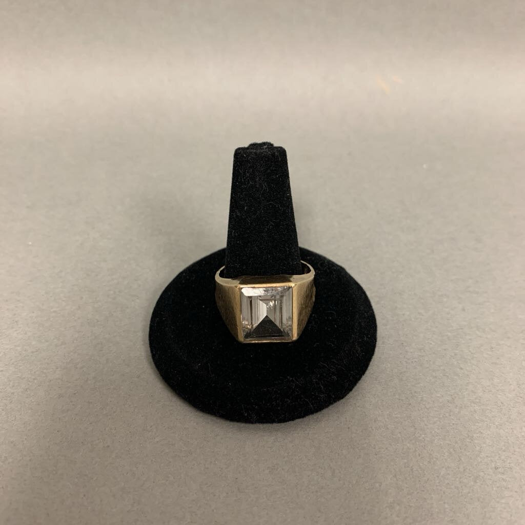 10K Gold White Topaz Ring sz 10 (5.0g)