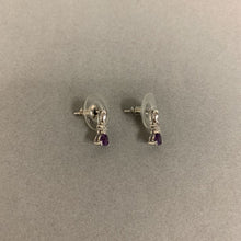 Load image into Gallery viewer, 10K White Gold Amethyst Earrings (0.8g)
