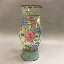 Load image into Gallery viewer, Tracy Porter Hand Painted Floral Hurricane Glass Candle Shade (12&quot;)
