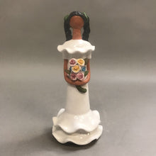 Load image into Gallery viewer, Artesania Lime Faceless Girl Ceramic Figurine Floral Bouquet White Dress (8.5&quot;)
