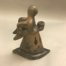 Load image into Gallery viewer, Black Hand Painted Pottery Angel Candlestick (10.5&quot;)
