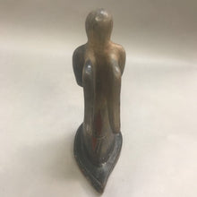 Load image into Gallery viewer, Black Hand Painted Pottery Angel Candlestick (10.5&quot;)
