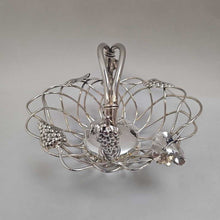 Load image into Gallery viewer, Decorative Silverplate Basket w/ Grapes &amp; Leaves (7x9x7)
