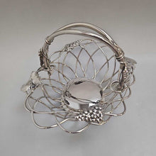 Load image into Gallery viewer, Decorative Silverplate Basket w/ Grapes &amp; Leaves (7x9x7)
