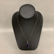 Load image into Gallery viewer, Sterling Lapis Lazuli Pendant on 22&quot; Chain Signed RR
