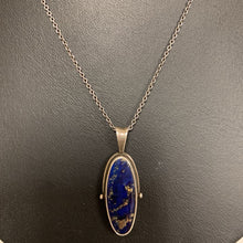 Load image into Gallery viewer, Sterling Lapis Lazuli Pendant on 22&quot; Chain Signed RR
