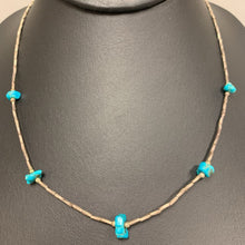 Load image into Gallery viewer, Vintage Sterling Turquoise Chunk Station Necklace (16.5&quot;)
