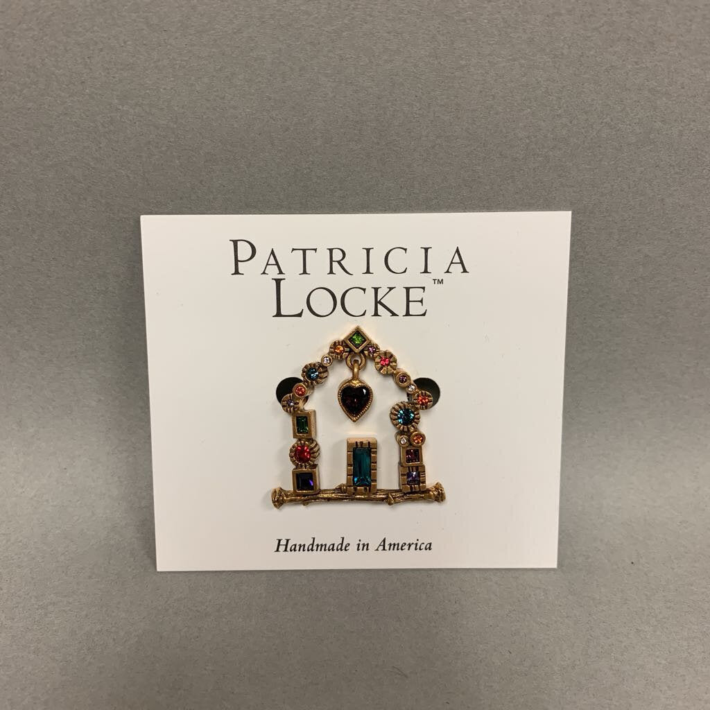 Patricia Locke Austrian Crystal House Brooch Pin (1.5