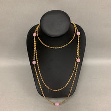 Load image into Gallery viewer, Vintage Goldette Signed Goldtone Rose Quartz Layered Chain Necklace (23&quot;)
