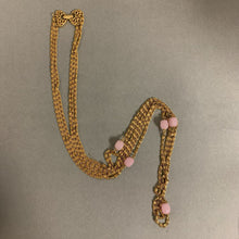 Load image into Gallery viewer, Vintage Goldette Signed Goldtone Rose Quartz Layered Chain Necklace (23&quot;)
