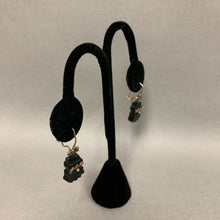 Load image into Gallery viewer, 10K Gold Onyx Pearl Antique Victorian Drop Earrings (5.4g)
