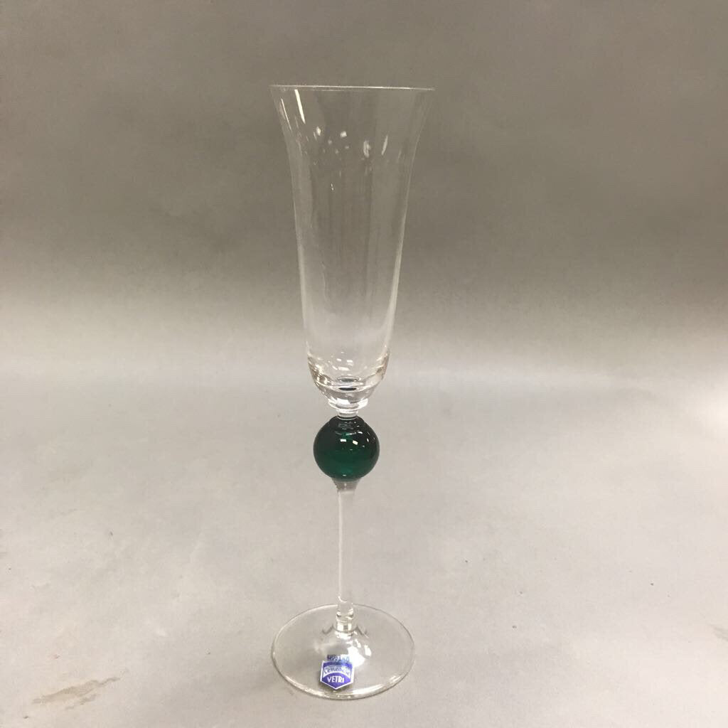 Murano Cenedese Vetri Champagne Flute Green Glass Ball (10