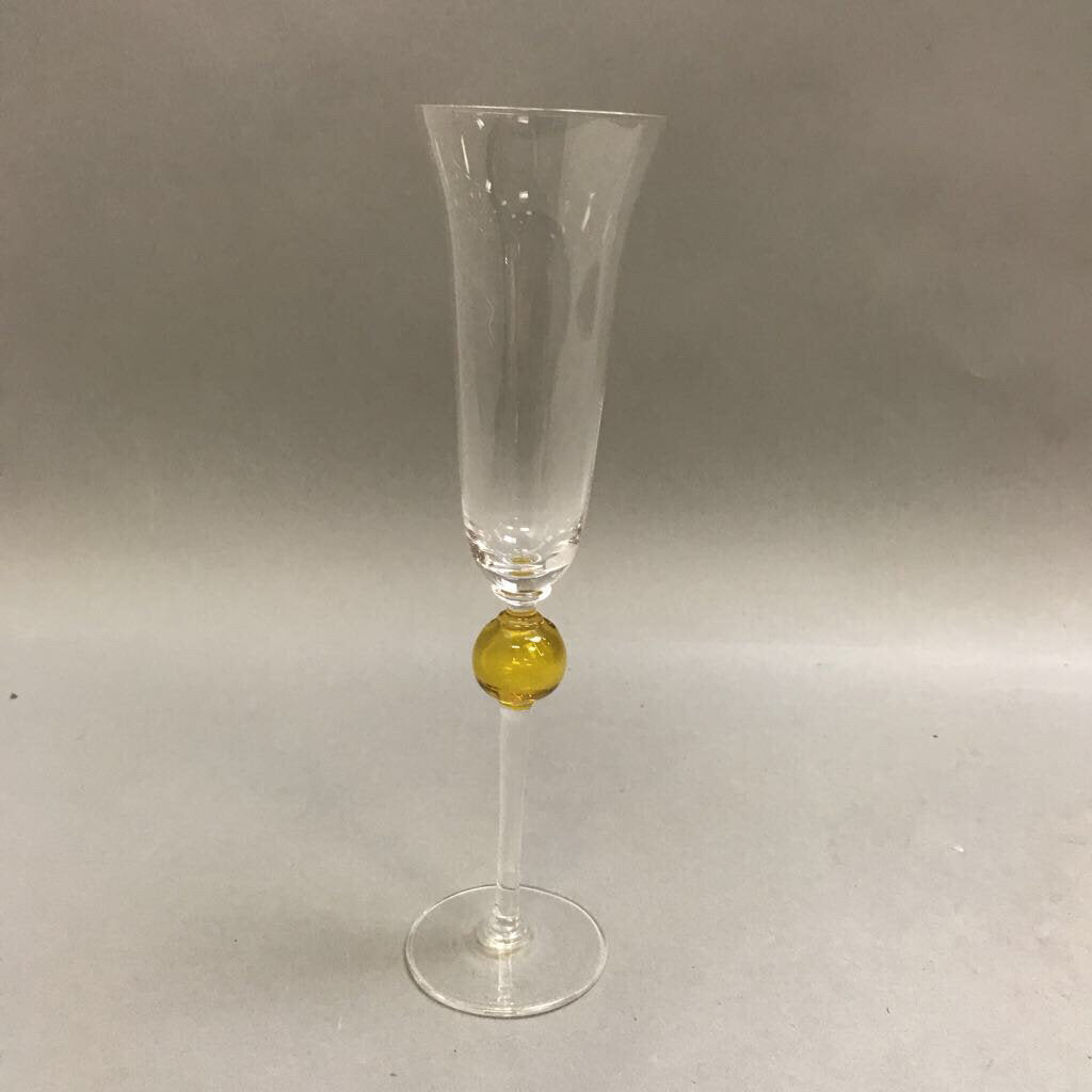 Murano Cenedese Vetri Champagne Flute Yellow Glass Ball (10