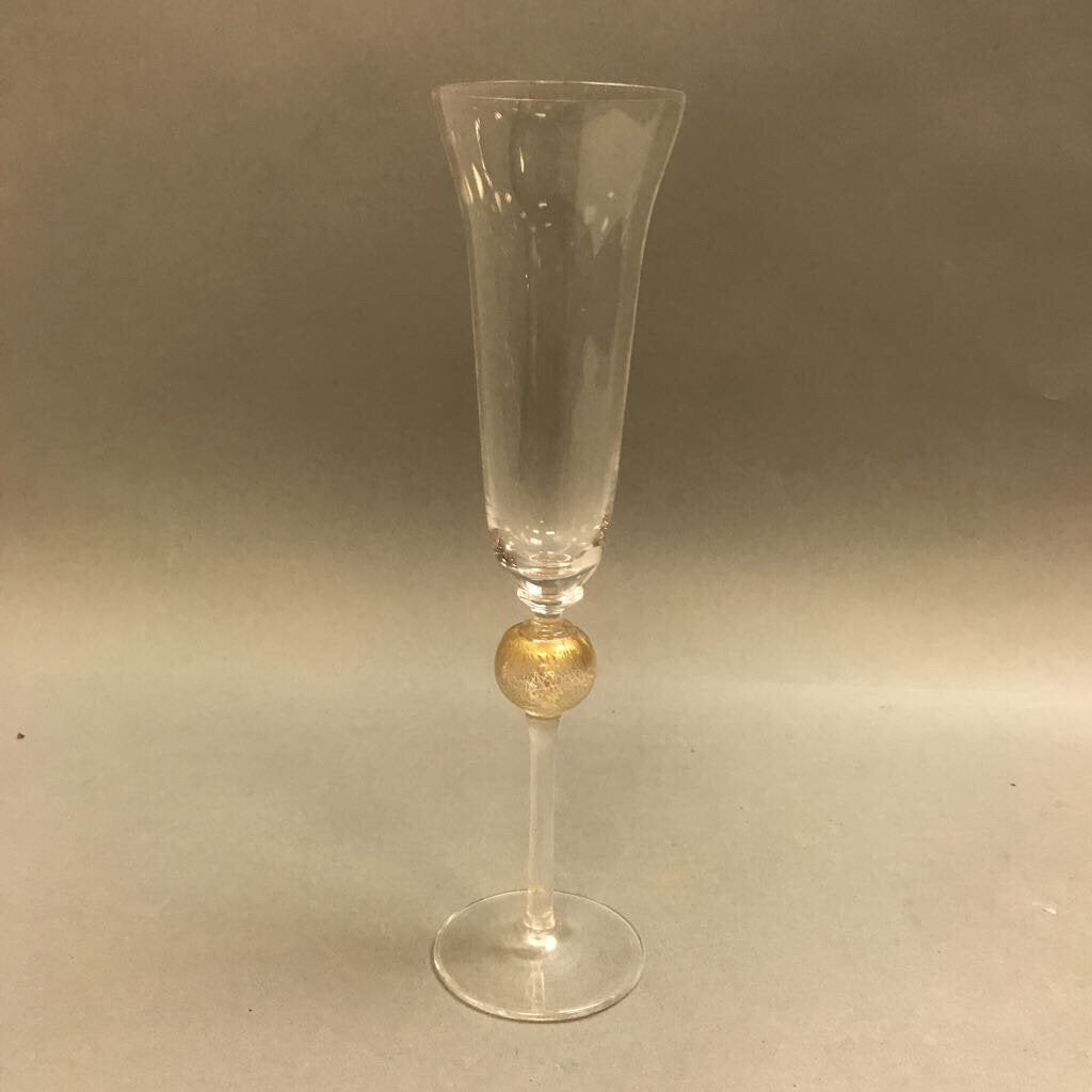 Murano Cenedese Vetri Champagne Flute Gold Glass Ball (10