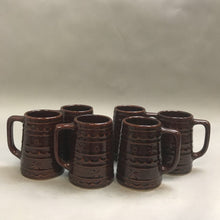 Load image into Gallery viewer, Vintage Glazed Stoneware Pottery Mar Crest Pitcher &amp; 6 Mugs Daisy &amp; Dot (8&quot;)
