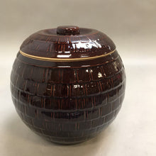 Load image into Gallery viewer, Vintage McCoy Brown Honeycomb Basket Weave Cookie Jar (8&quot;)
