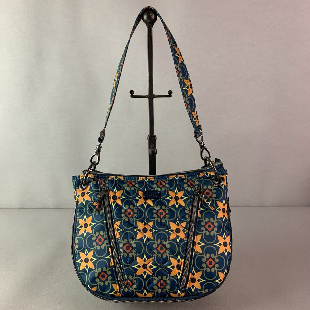 Lug Swivel Teal Tiles Convertible Crossbody Bag Purse (8x10x3