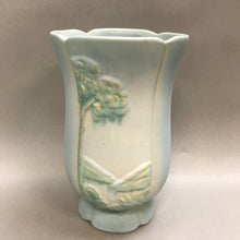 Load image into Gallery viewer, Vintage Weller Pottery Tall Blue Garden Vase As Is (10&quot;)
