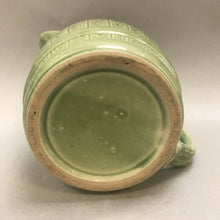 Load image into Gallery viewer, Vintage Green Glazed Pottery Pitcher &quot;Barrel&quot; (6&quot;)
