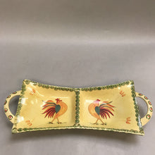 Load image into Gallery viewer, Vintage Pottery Rooster Double Dish Handled Serving Dish (17.5&quot;)
