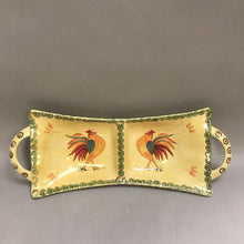 Load image into Gallery viewer, Vintage Pottery Rooster Double Dish Handled Serving Dish (17.5&quot;)
