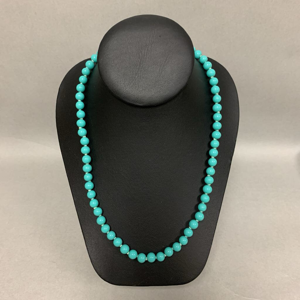 Vintage Turquoise Glass Beaded Necklace (20