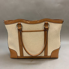 Load image into Gallery viewer, Maxx New York Cream Woven Tote Purse w/ Tan Patent Detailing (12x16x4&quot;)
