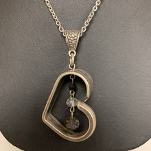 Load image into Gallery viewer, Handmade Upcycled Flatware Floating Heart Pendant on 22&quot; Chain
