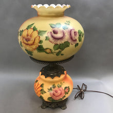 Load image into Gallery viewer, Electric GWTW Parlor Lamp, Painted Floral Scene (~24x14x14)
