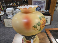 Load image into Gallery viewer, Electric GWTW Parlor Lamp, Painted Floral Scene (~24x14x14)
