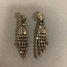 Load image into Gallery viewer, Vintage Clear Rhinestone Chandellier Clip Earrings (3&quot;)
