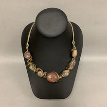 Load image into Gallery viewer, Jasper &amp; Crystal Bead Knotted Leather Cord Necklace (21&quot;)
